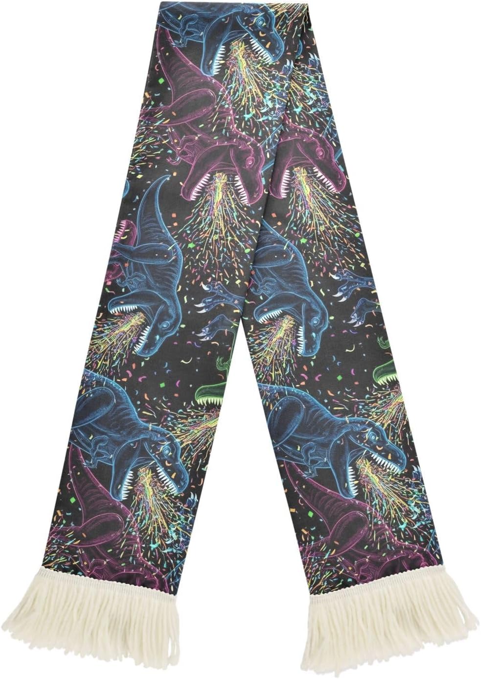 CHIFIGNO Colorful Dinosaur Sports Fan Scarf, Soft Polyester Soccer Scarf, Quick Dry Supporter Towel, Match Day Accessories