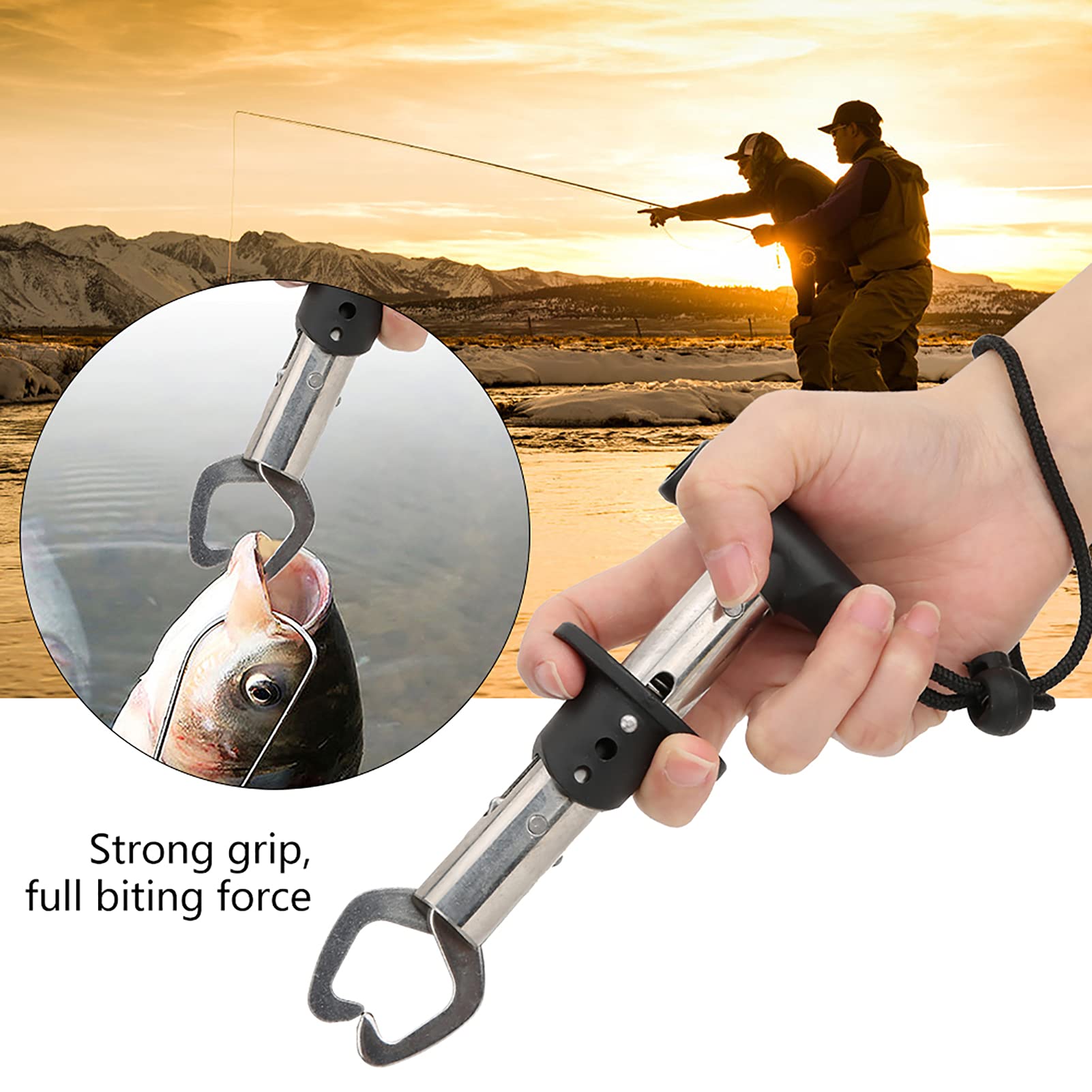 Pince à lèvre de poisson, pince de pêche en acier inoxydable, support de lèvre de poisson professionnel, contrôle portable avec règle de pesée et dragonne anti-perte