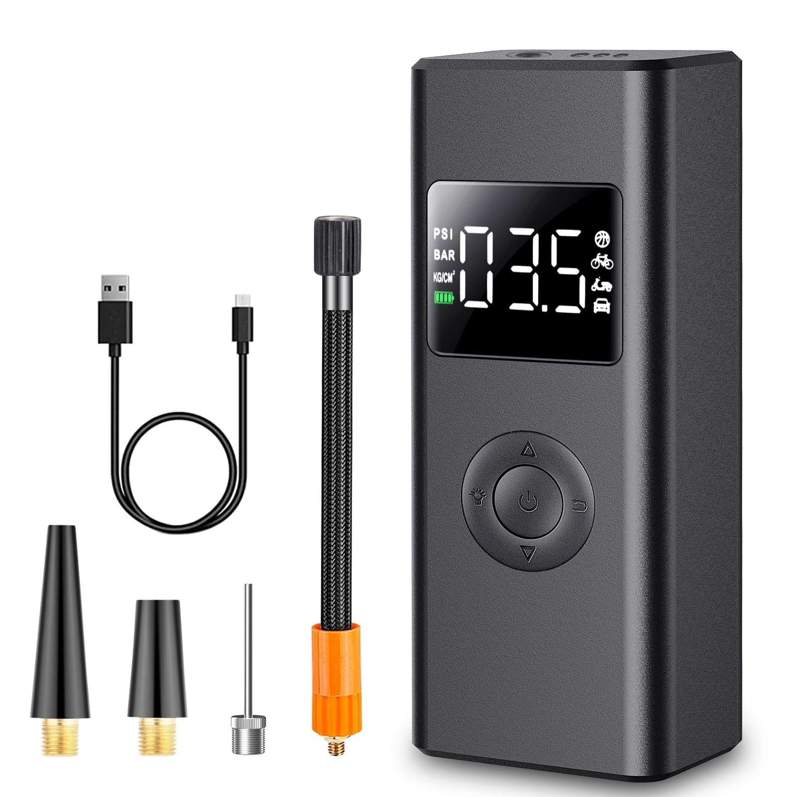 DakRide Tire Inflator Portable Air Compressor, 5000mAh Electric Air Pump for Car Tires, 150 PSI Tire Pump Cordless Tire Inflation with Digital Pressure Gauge for Car, Motor, Bike, Ball