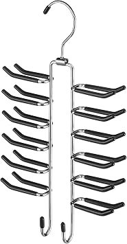 Whitmor Swivel Tie Hanger with Belt Loops Chrome / Black