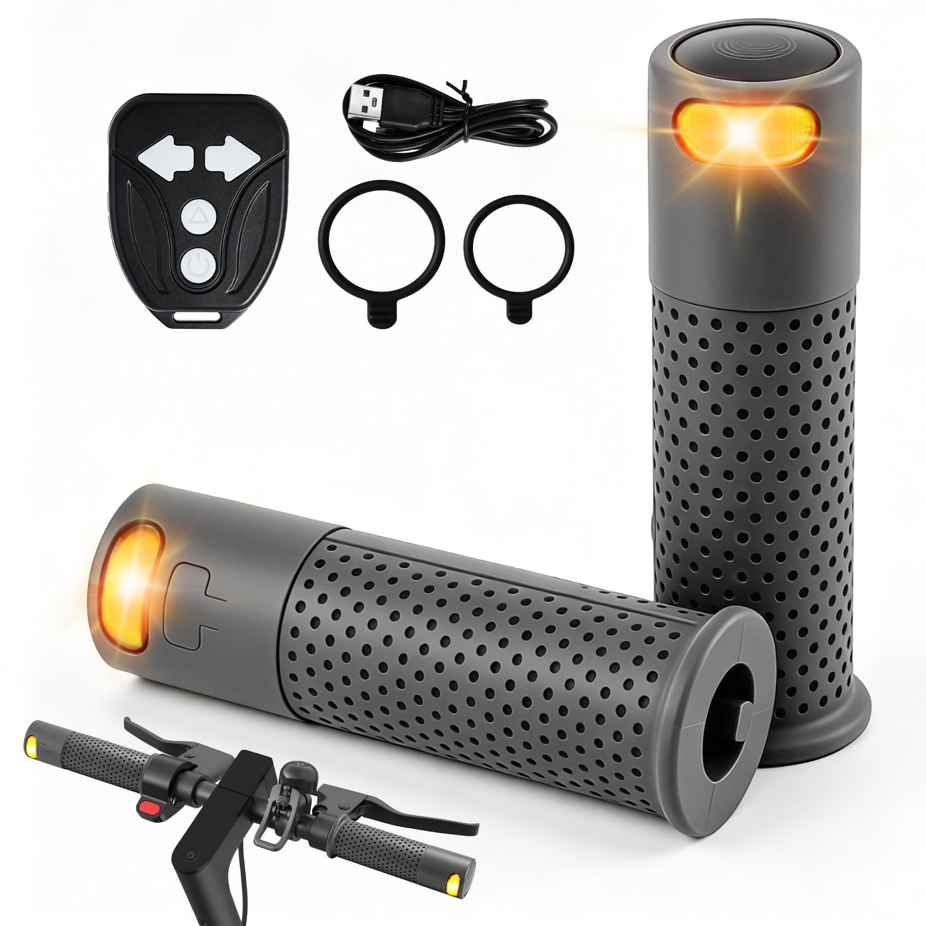 Intermitentes para Patinete Eléctrico con Luz en el Manillar, Compatible con Manillares de 16 a 22.5 mm, Luces de Advertencia para Xiaomi M365/ Ninebot MAX G30/ G30D, Accesorios para Patinete