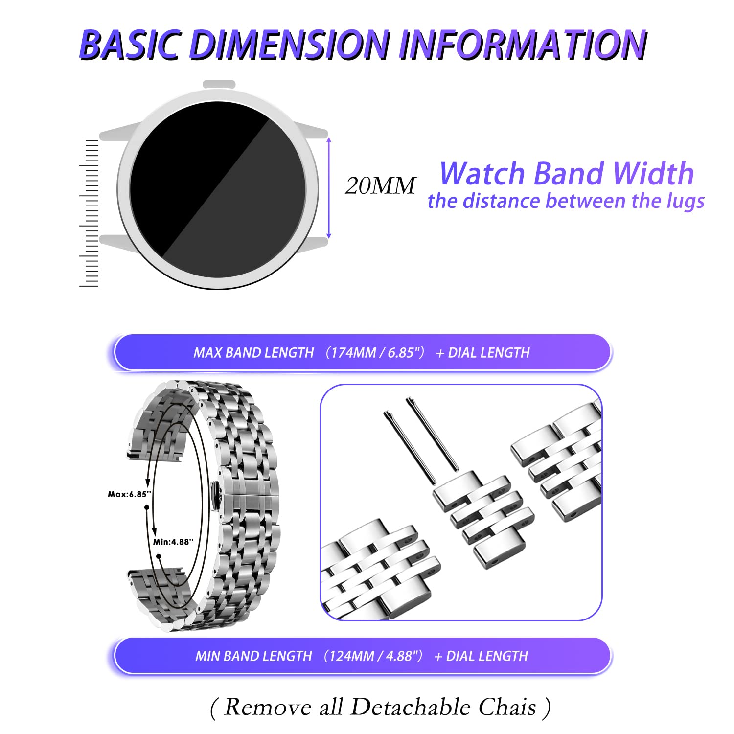 Cinturino in acciaio inossidabile milanese per Huawei GT3 42mm/46mm SmartWatch Band GT GT2 42mm Bracciale cinturino di ricambio universale 20/22mm  44