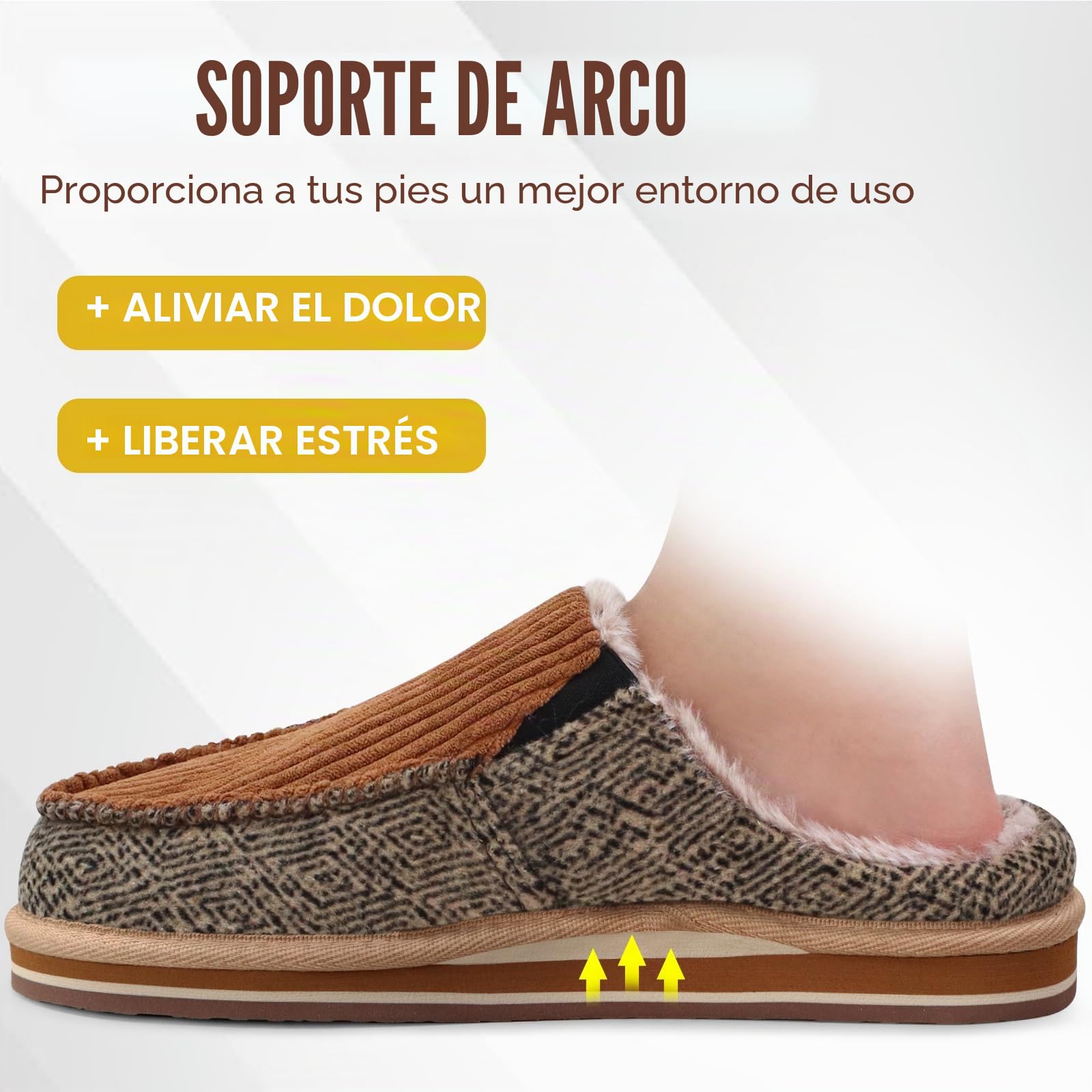 ONCAI Zapatillas de Casa Hombre Rayas Confort Mezcla de algodón Pantuflas con Felpa Espuma de Memoria Soporte del Arco Antideslizante Suela Talla 40-50