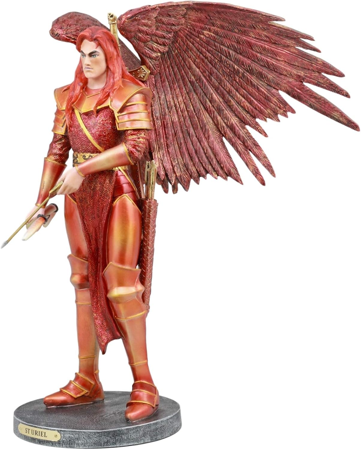 Ebros Large Catholic Church Armored Archangel Saint Uriel with Bow and Arrow Statue 13.5" Tall Christian Devotional Altar Sculpture Salvation Light and Wisdom of God