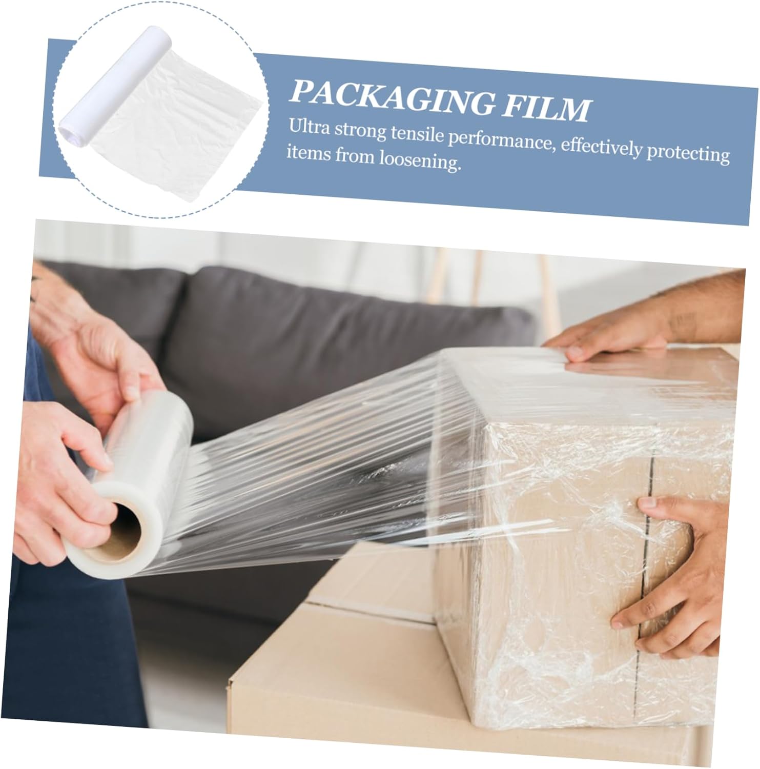 Clear Stretch Wrap Film Roll Wide Self Adhering Plastic Wrap for Shipping Moving Storage High Stretch Performance Strong Adhesion Clear Visibility Versatile