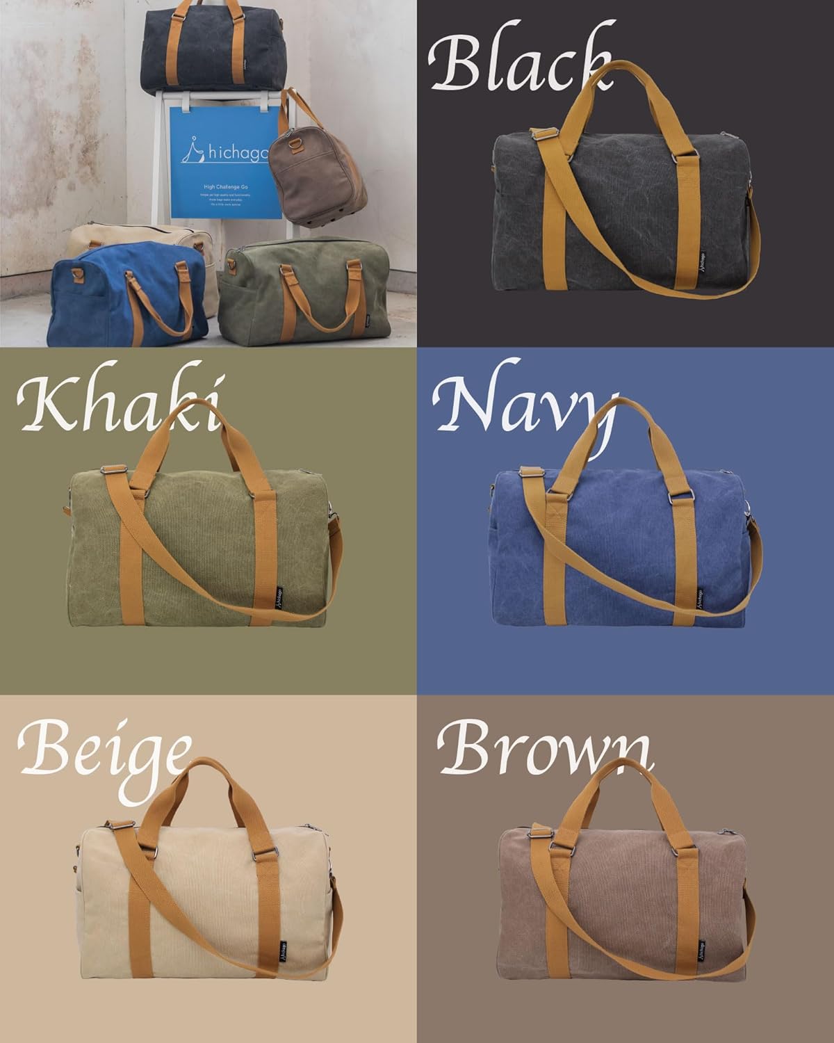 Duffle Bag for Travel, Gym Bags for Men, Weekender Bags for Women, Carry On Bag with Luggage Sleeve, Canvas Bag with Shoulder Strap (Beige) - Image 8