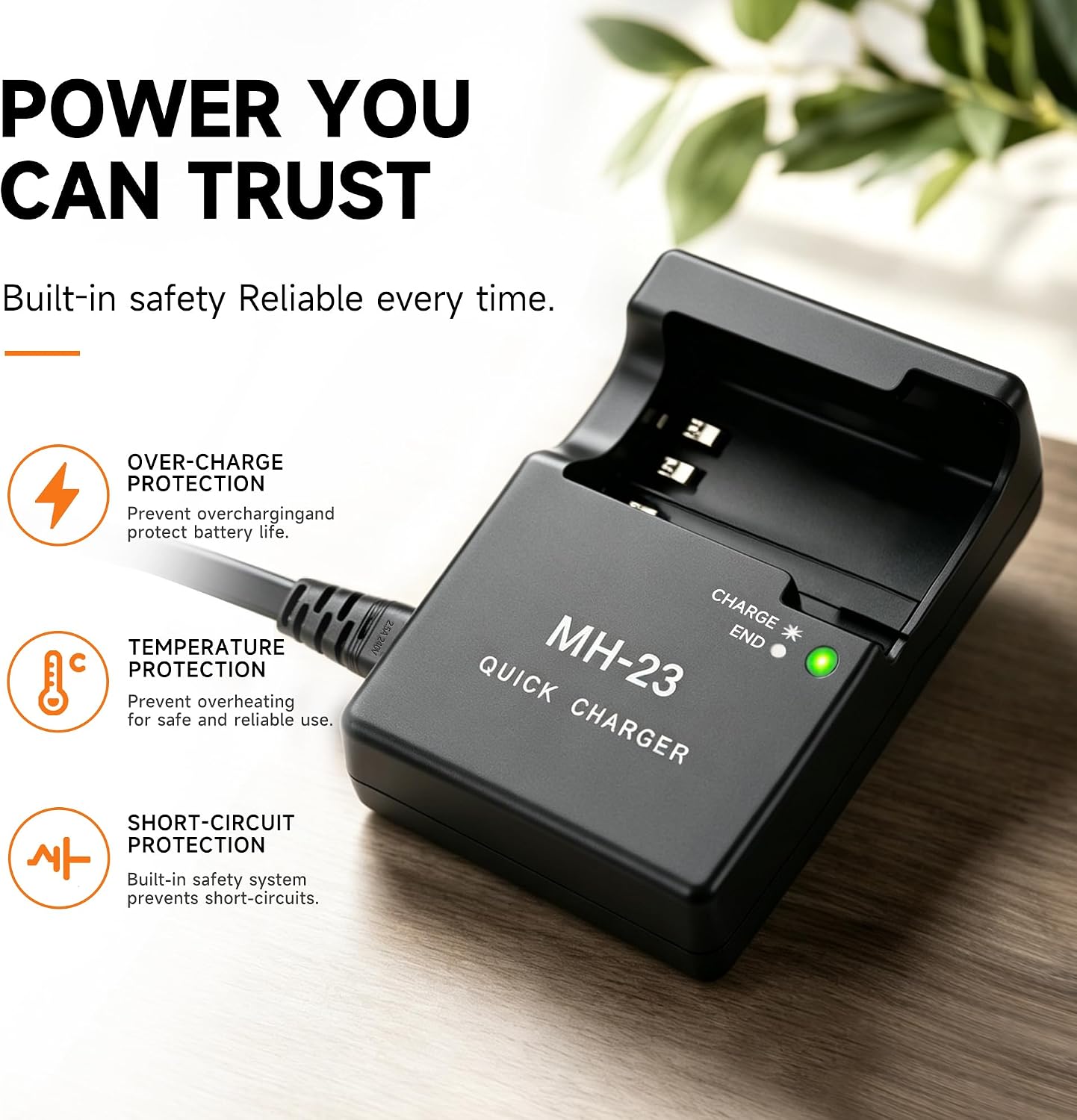 MH-23a Charger Compatible with Nikon D3000, D5000, D60, D40, D40X Digital SLR Cameras, EN-EL9 EN-EL9a Quick Charging Base with US AC Power Cord, Replacement MH-23 Charger image 4