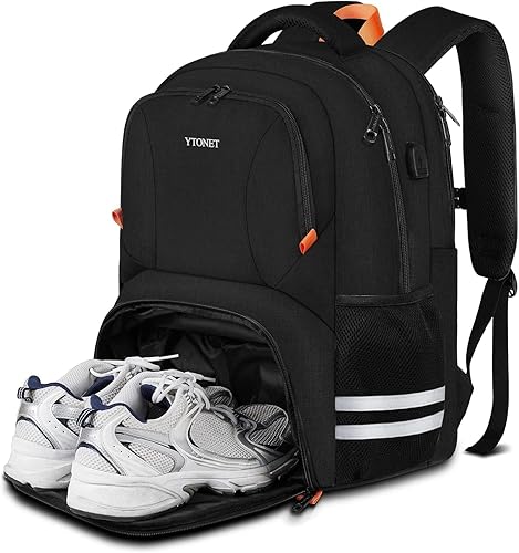Miniatura 5 de Ytonet Mochila de gimnasio para mujeres y hombres, mochila de viaje con compartimento para zapatos, puerto de carga USB, bolsa de transporte