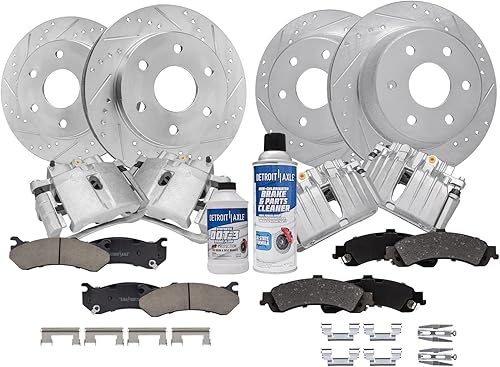 Miniatura 60 de Detroit Axle - Kit de freno delantero para Ford Explorer Mercury Mountaineer 2002-2005 Bujes de rodamiento de rueda perforados y ranurados rotores