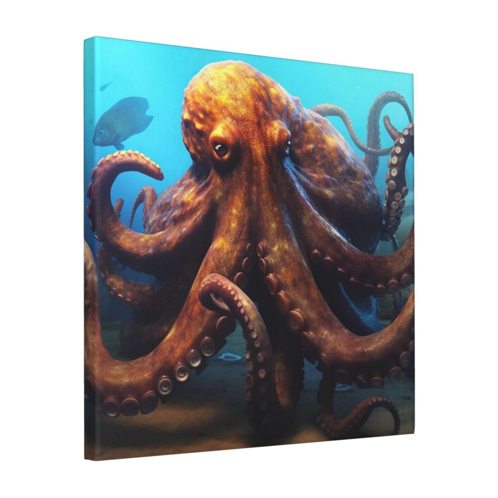 FodPand Huge Octopus Canvas Wall Art for Living Room Wall Decor 16"x16" Modern Artwork Painting Pictures Hanging Canvas Prints Aesthetic Wall Art for Bedroom Bathroom Office Wallart Decor