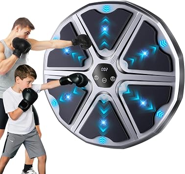 Music Boxing Machine, Smart Boxing Game, 17.5" Large Size, 9 Modes & Speeds, Wall Mounted Punching Machine with Gloves, Great Gift for Kids & Adults Ages 8+