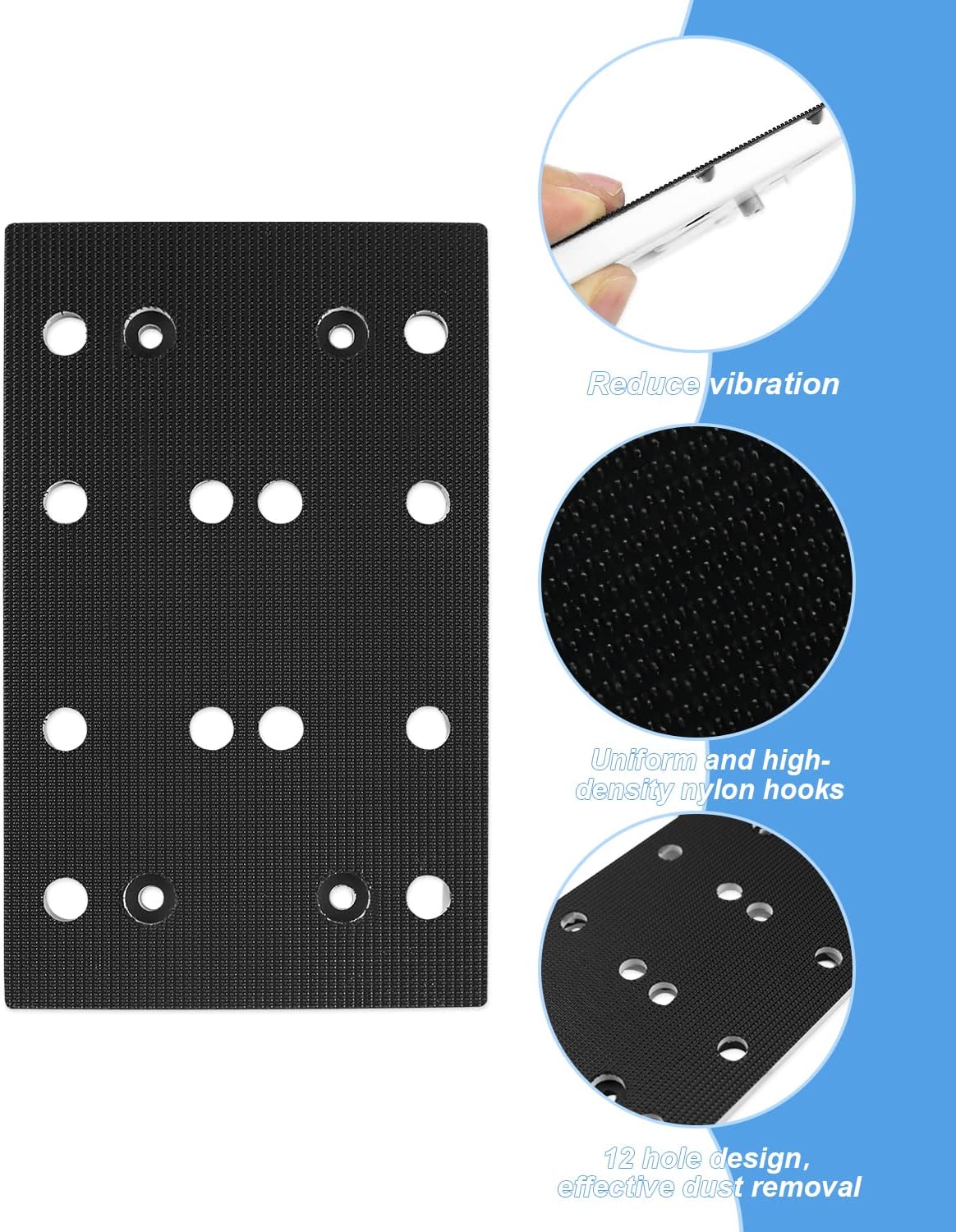 489252 RTS 400 Replacement Pad 80mm X 130mm (3 5/32 x 5 1/4 in) Soft 12 Holes Fits for RTS 400 RS 400 RTSC 400 Random Orbit Sanders
