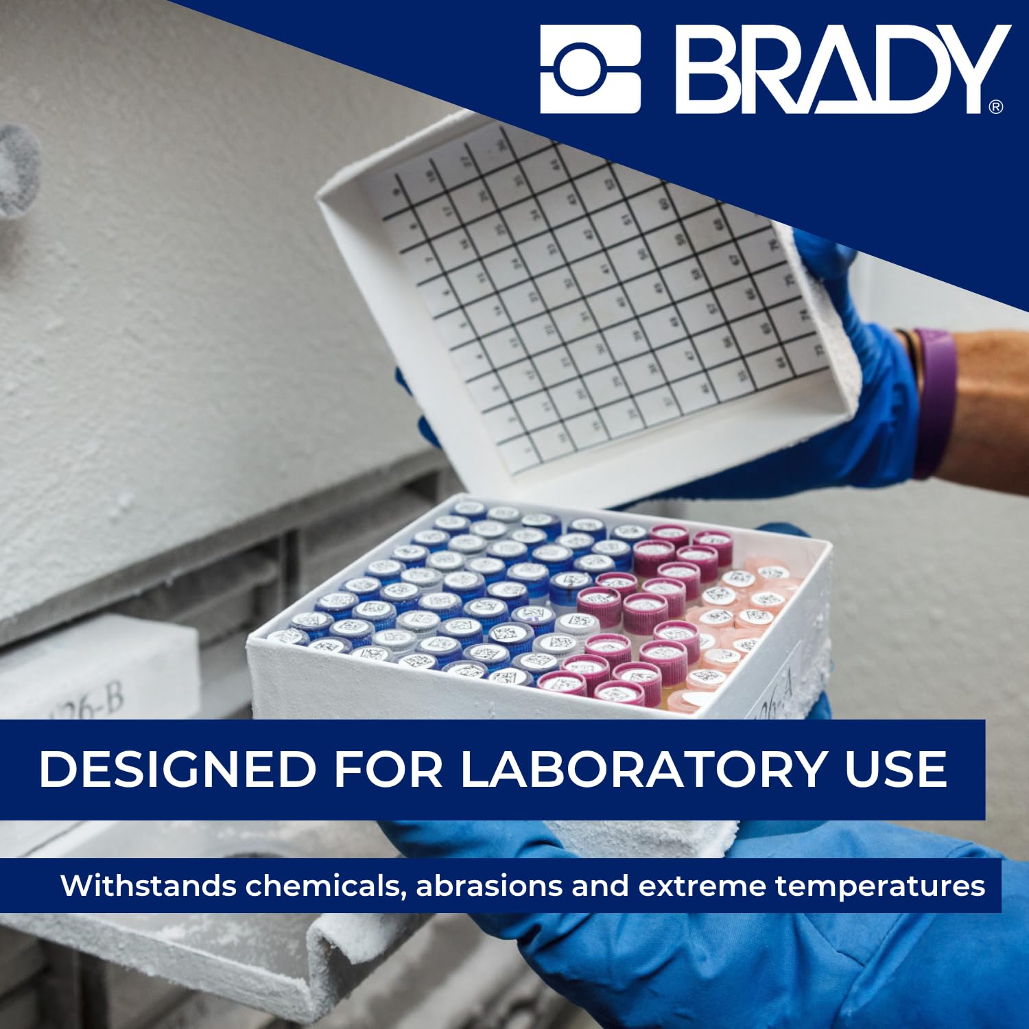 Brady Authentic (M5-117-492) FreezerBondz™ Ultra-Thin Cryogenic Polyester LBL 0.5 x 0.9 x 0.44Dia Black on White, 240 Labels. for use with The BMP51 and M511 Label Printers