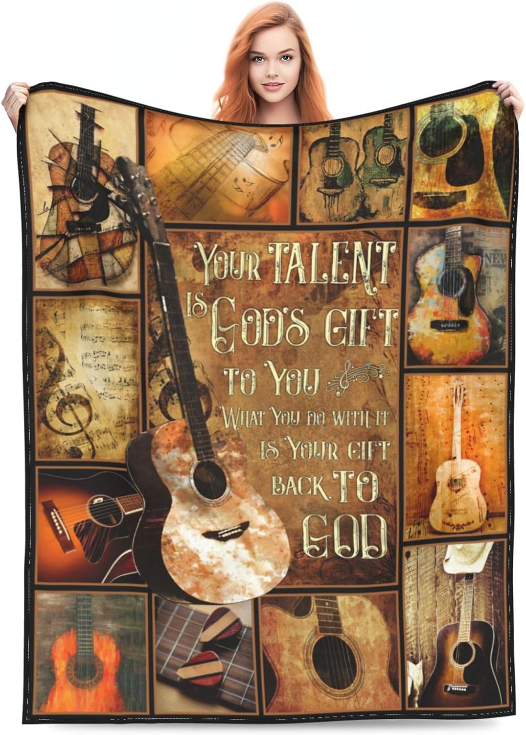 Guitar Blanket Music Decor Throw Blankets Guitar Gifts for Men Women Boys Girls Adults Kids Cozy Fleece Flannel Soft Warm Plush Lightweight Blanket for Couch Sofa Bed 40"X50" - Image 4