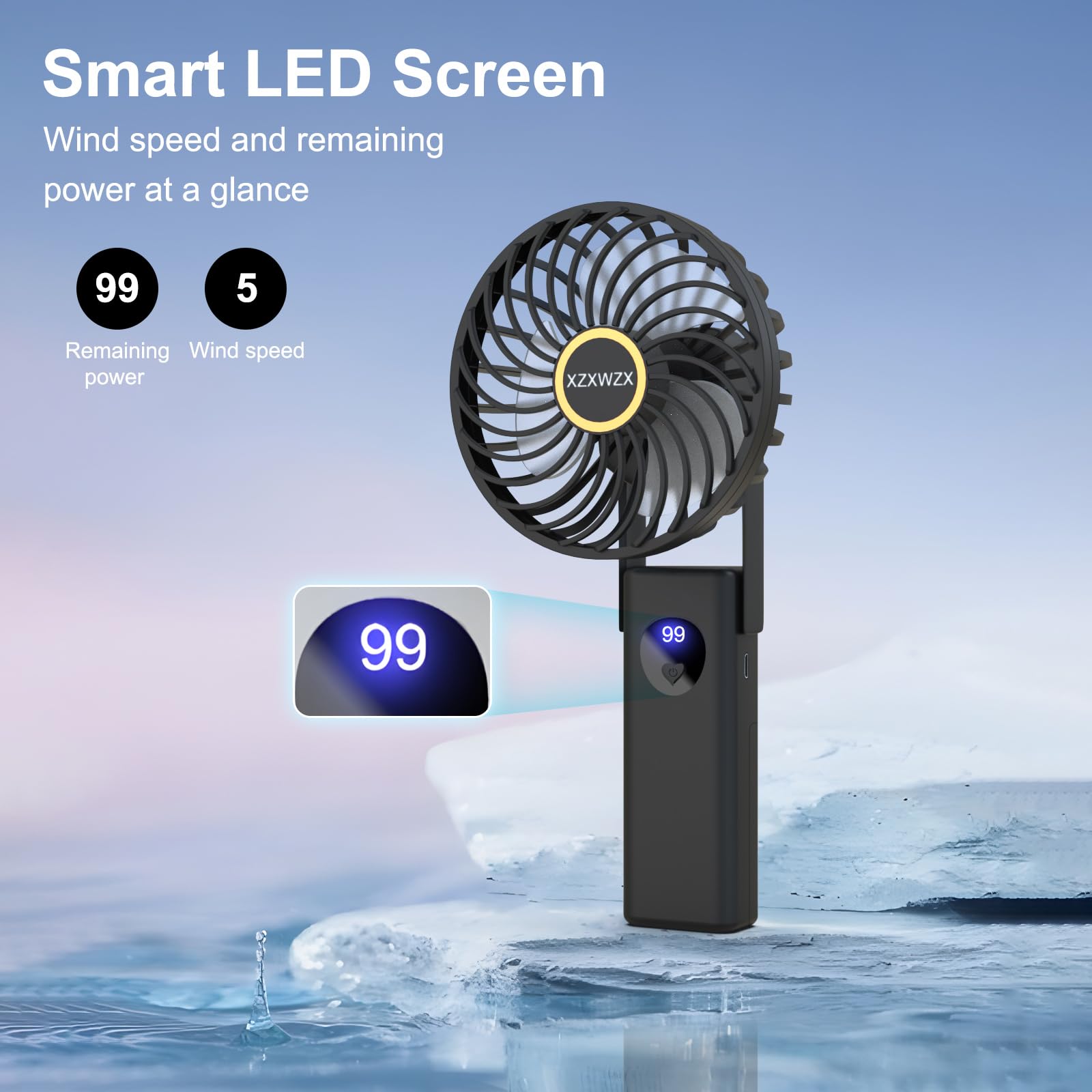 Mini Ventilateur USB Avec Brumisateur - Rechargeable 2000mAh, 5 Vitesses, Pliable, Idéal Pour Bureau, Voyages Et Extérieur