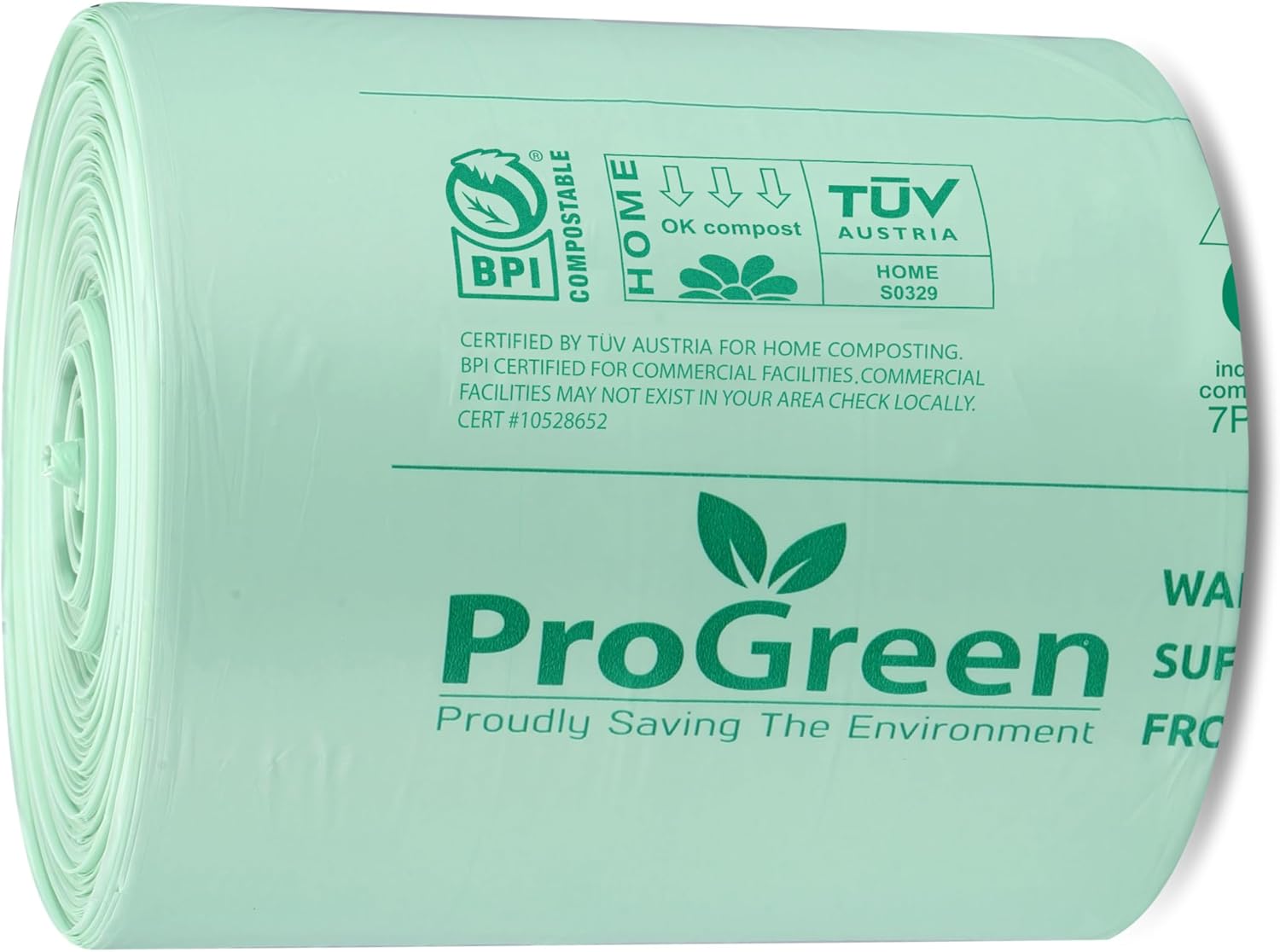 Compostable Trash Bags, Extra Thick, Compost Kitchen Bin Bags, Food Scraps Yard Waste Bags, ASTM D6400 BPI and TÜV AUSTRIA Certified (13 Gallon, Pack of 100)