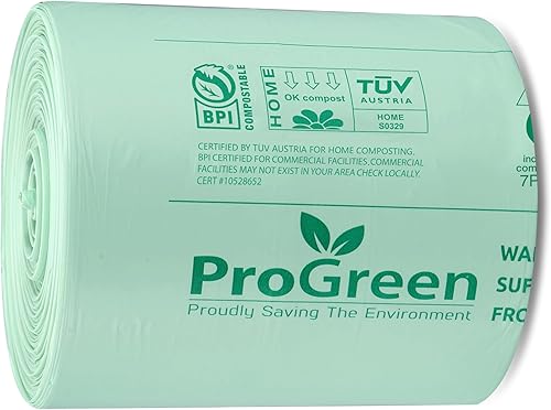 Miniatura 3 de ProGreen - Bolsas 100% compostables de 13 galones, 100 unidades, extra gruesas de 0.87 mil, bolsas altas de basura de compost de cocina, bolsas de