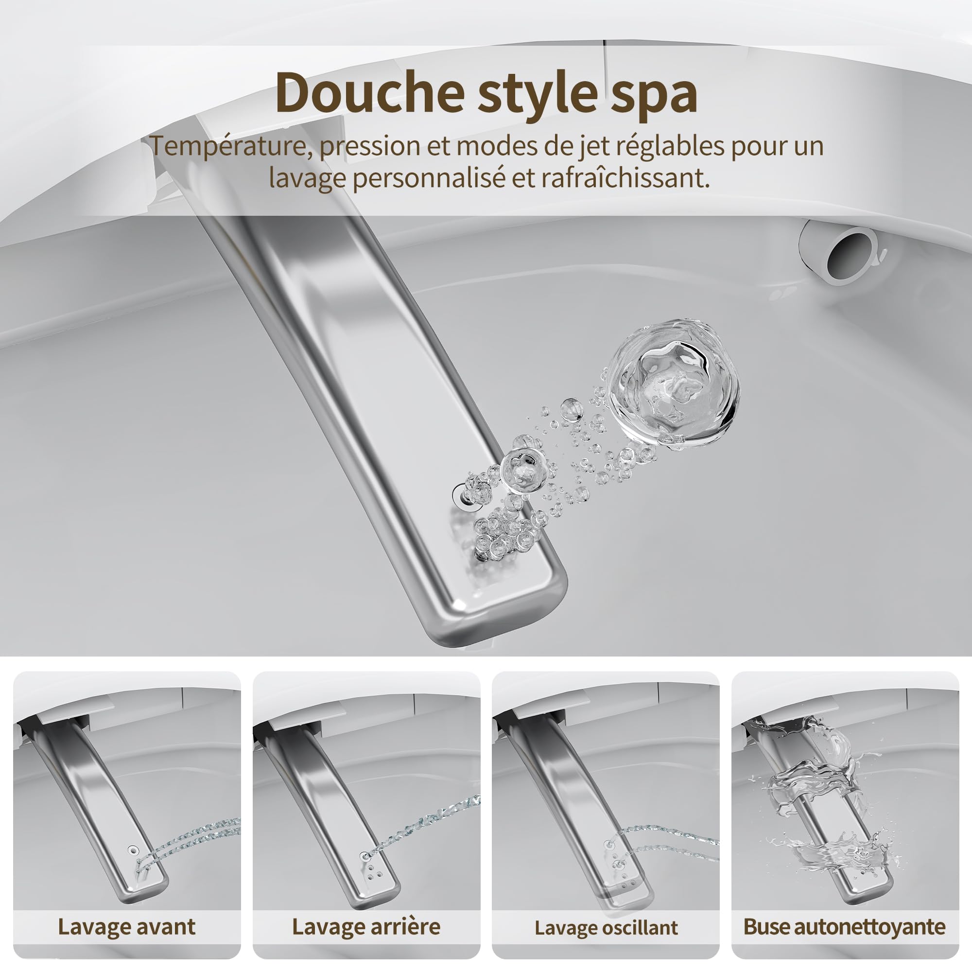 DeerValley Cuvette WC Lavant Suspendu Céramique avec Bâti-Support- Toilette Japonaise Intégrée, Fonction Bidet, Siège Chauffant, Buse Autonettoyante, Chasse Automatique, Télécommande