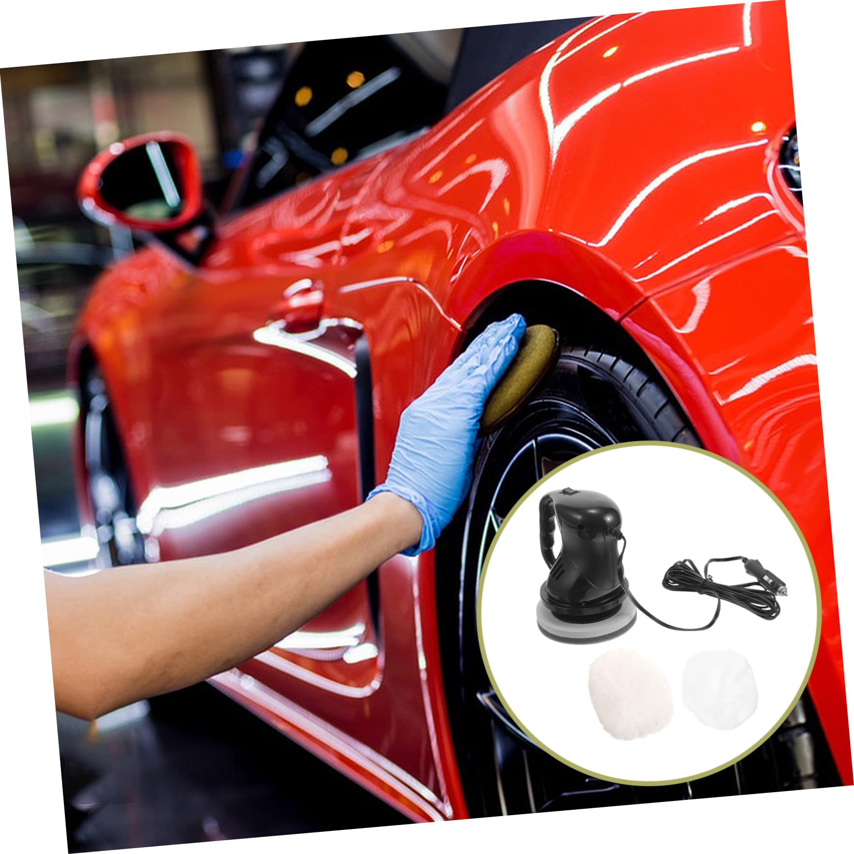 Cabilock Kit de Pulidora y Enceradora para Coche de 12 V Negro | Metal y Plástico, Prevención del Polvo, Mango Ergonómico, Uso en Automoción