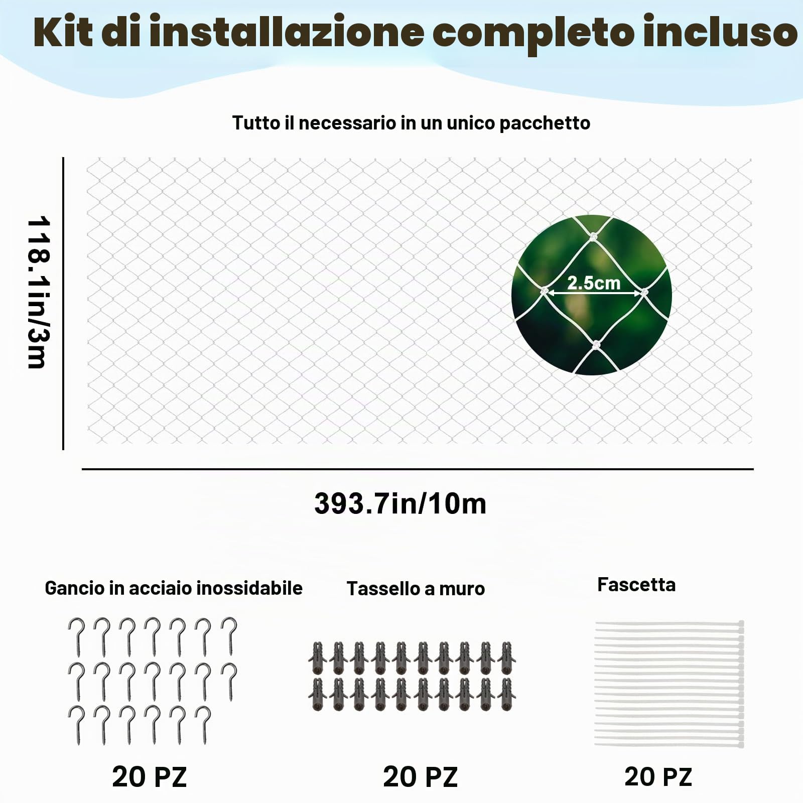 Rete per gatti per balcone, 10 x 3 m, senza fori, resistente ai raggi UV e agli strappi, rete trasparente in nylon per gatti (con kit di fissaggio), rete di protezione per gatti, per finestre | Senza fori, resistente ai raggi UV, antistrappo, con kit di f