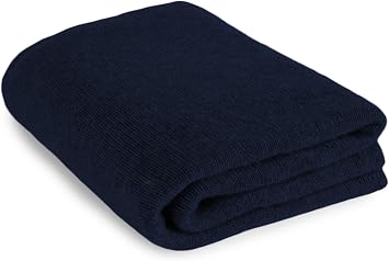 Super King 100% Cashmere Bed Blanket Throw - Navy Blue - Made to Order - Made in Scotland