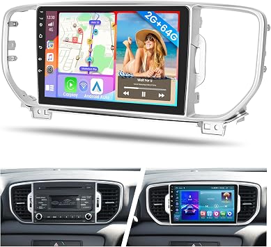 Android 15 Stereo for Kia Sportage KX5 2016-2018 with Wireless Apple CarPlay Android Auto, 2G+64G, 9 Inch Touchscreen GPS Navi System with WiFi RDS BT SWC Backup Camera Mirror Link