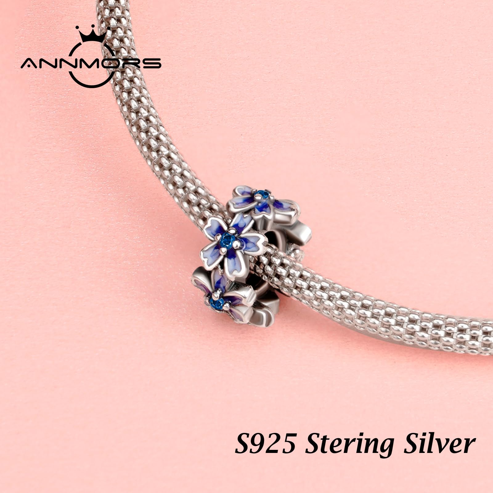 Annmors 925 Sterling Silver Clips Distanziatore Catena di Sicurezza Ferma Ciondoli Ciondolo in Vetro di Murano per Donna Bracciale Collana Gioielli Regalo