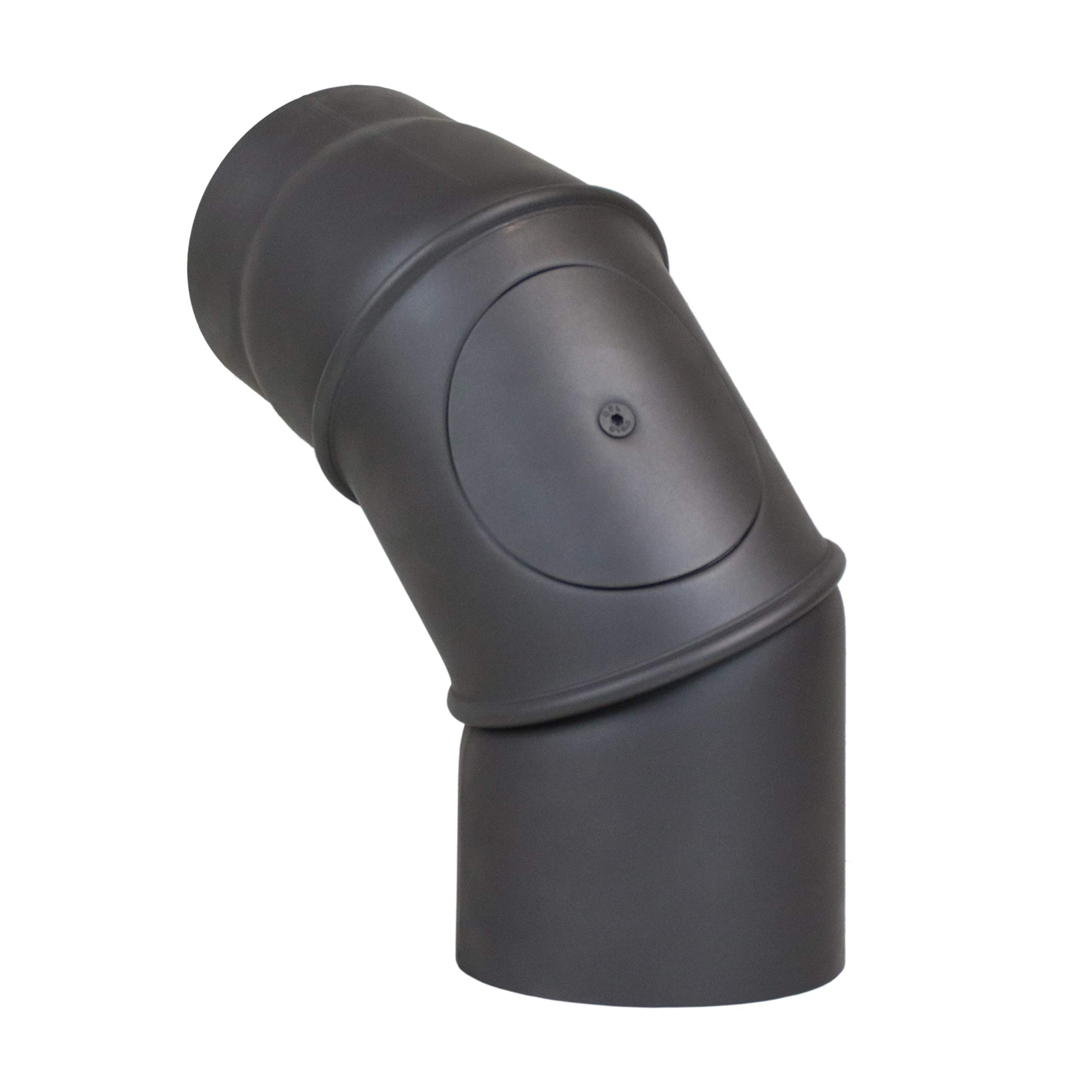 Curva Per Tubo Stufa Regolabile 0°-45° Con Porta Di Pulizia - Diametro 180 Mm, Acciaio Spessore 2 Mm, Non Verniciato, Certificato CE Per Camini E Stufe