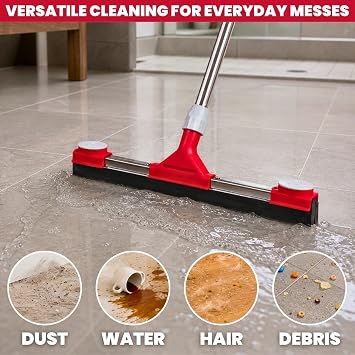 Floor Squeegee Scrubber with Extendable 62 Long Handle