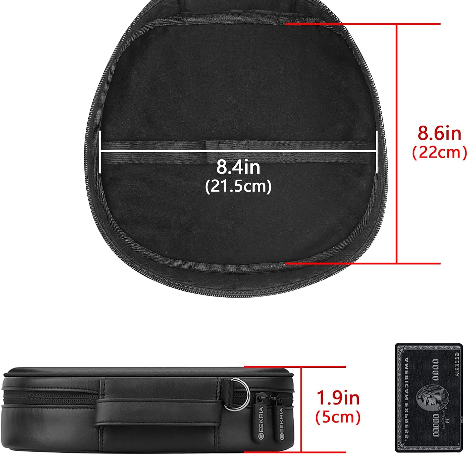 Geekria Headphones Pouch Compatible with AirPods Max Case, Soft Shell Replacement Protective Travel Carrying Bag with Cable Storage (Black)