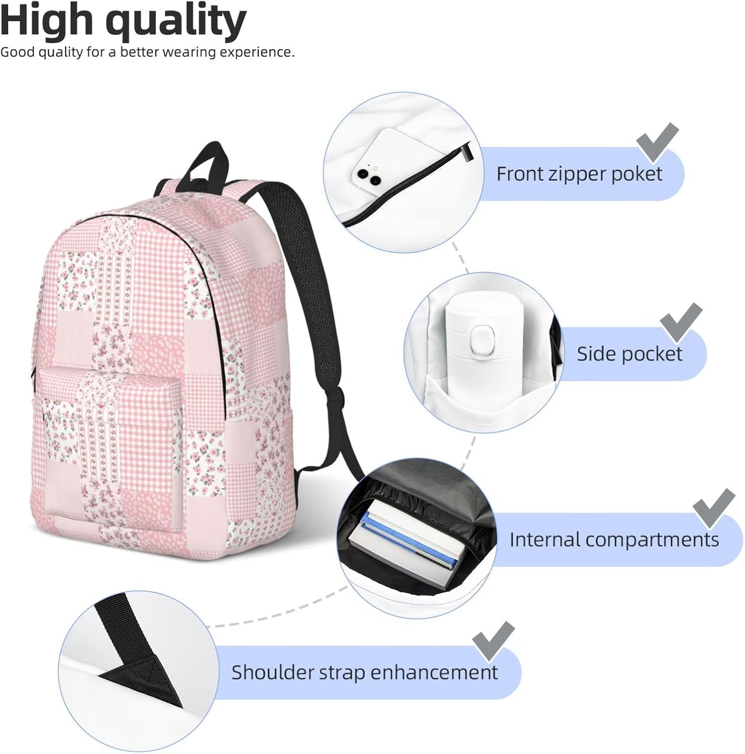 Laptop Backpack for Women - Durable Lightweight 17 Inch Laptop Backpack with 1 Main Compartment，Waterproof Casual Daypack Travel Backpack for Men