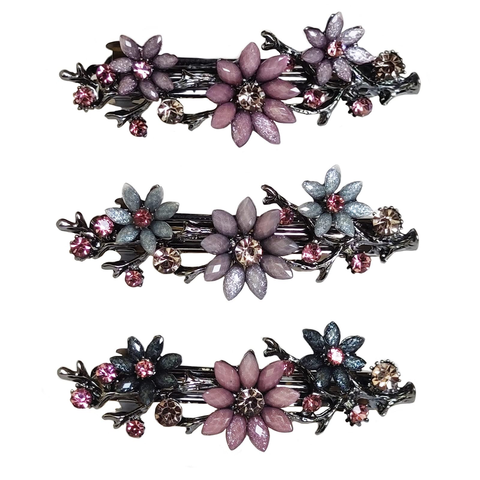 3 Pcs Hair Barrette Vintage Flower Hair Barrette for Women Retro Metal French Hair Barrette Clip