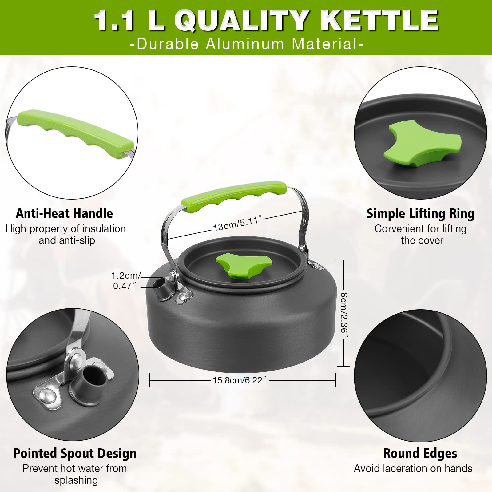 Juego de Cocina para Acampar, 14 Piezas Camping Cookware Outdoor Utensilios Cocina Camping Ollas de Aluminio Ligero Plegables Set de Ollas Camping, para 2-3 Personas Camping Senderismo