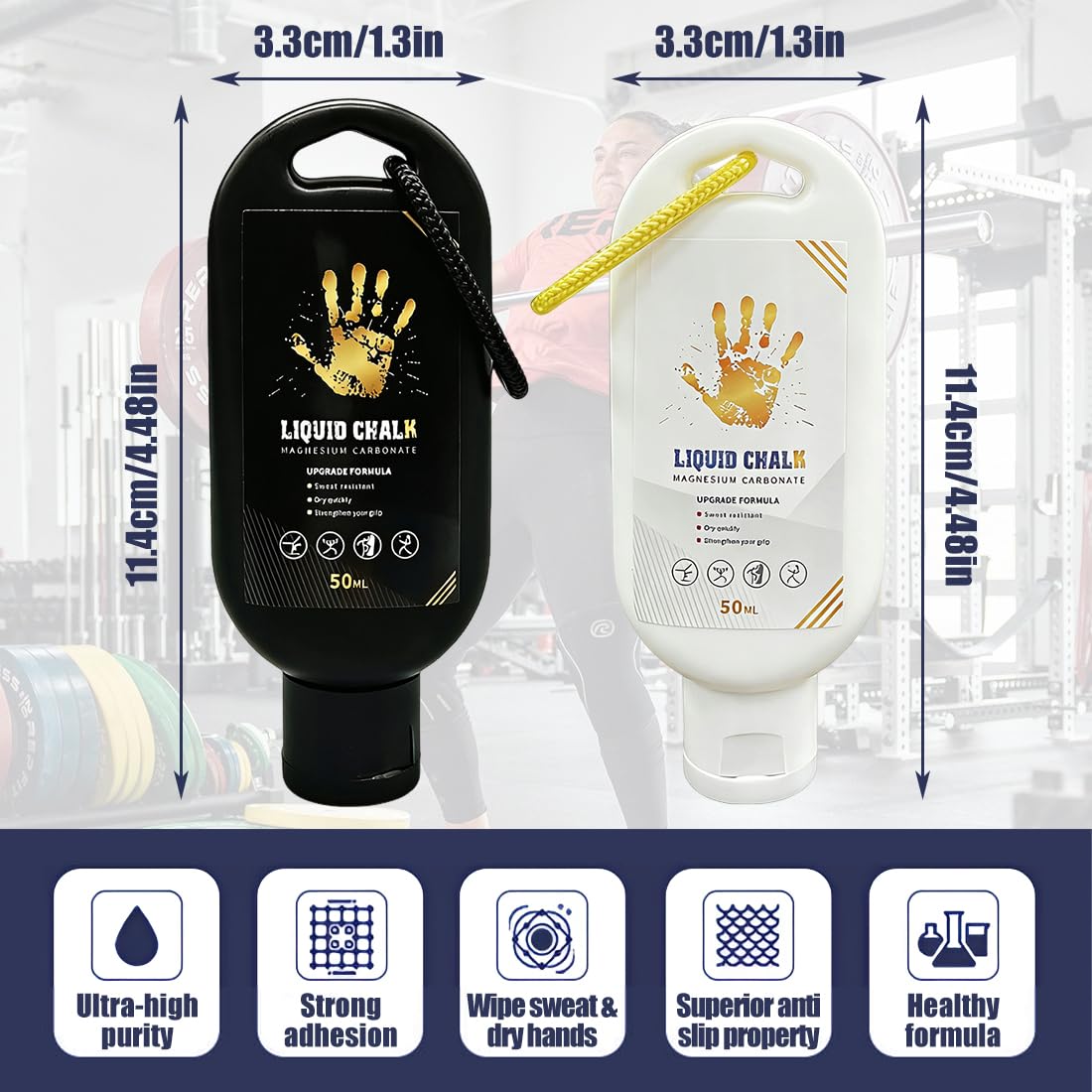 4 Piezas De Magnesita LíQuida, Para Escalada, Levantamiento De Pesas, Danza, Resistente Al Sudor Y Duradera, Para Un Mejor Agarre, 50 Ml (Negro + Blanco)