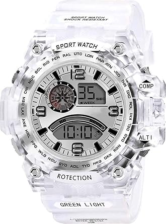A Digital Watch Shockproof Multi-Functional Automatic 5 Color Dial White Strap Waterproof Digital Sports Watch for Mens Kids Watch for Boys - Watch for Men Pack of 2