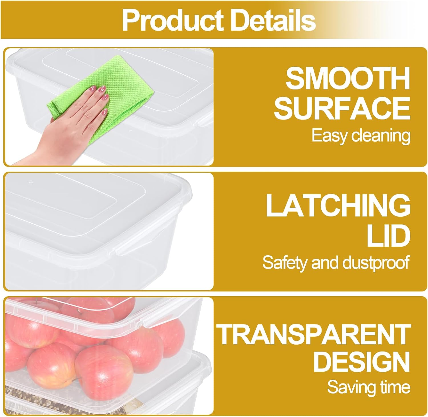Sadstory 16 Quart Latching Bins with Lid, Pizza Proofing Dough Box, 2 Packs | Clear Plastic Latching Storage Container with Lid