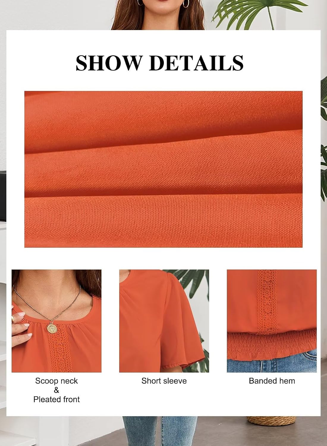Falechay Womens Summer Tops Scoop Neck Ruffle Sleeve Shirts Cute Pleated Front Blouses Dressy Casual 2026
