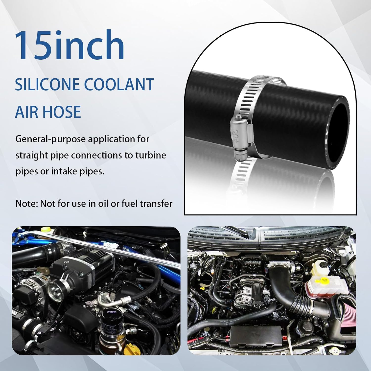 2.5" ID Silicone Coolant Air Hose 15.8" Length with 2 Clamps – Turbo Intake Radiator Coupler Hose