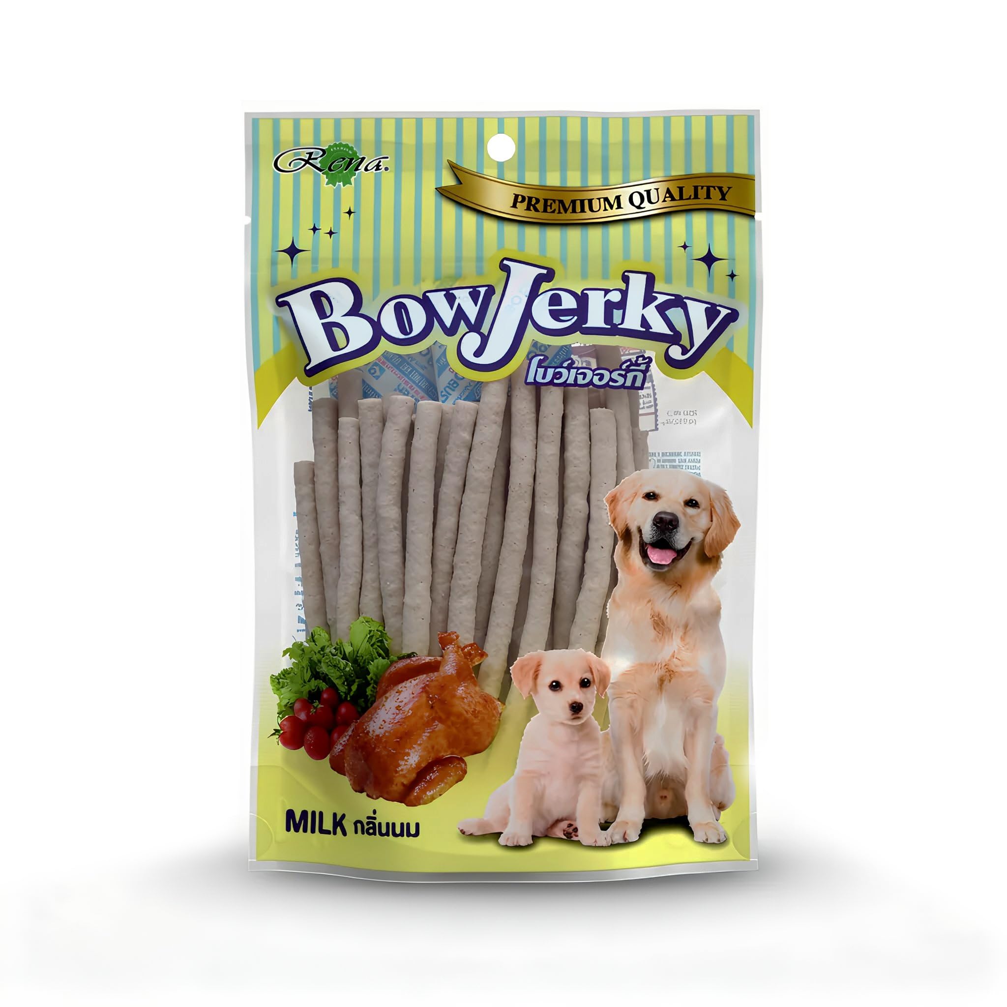 Bow Jerky Chicken & Milk Dog Treats Protein Rich Jerky Stick for Training, Reward & Snacking, Healthy Snack for Puppies, Adults & Seniors, 200 gm