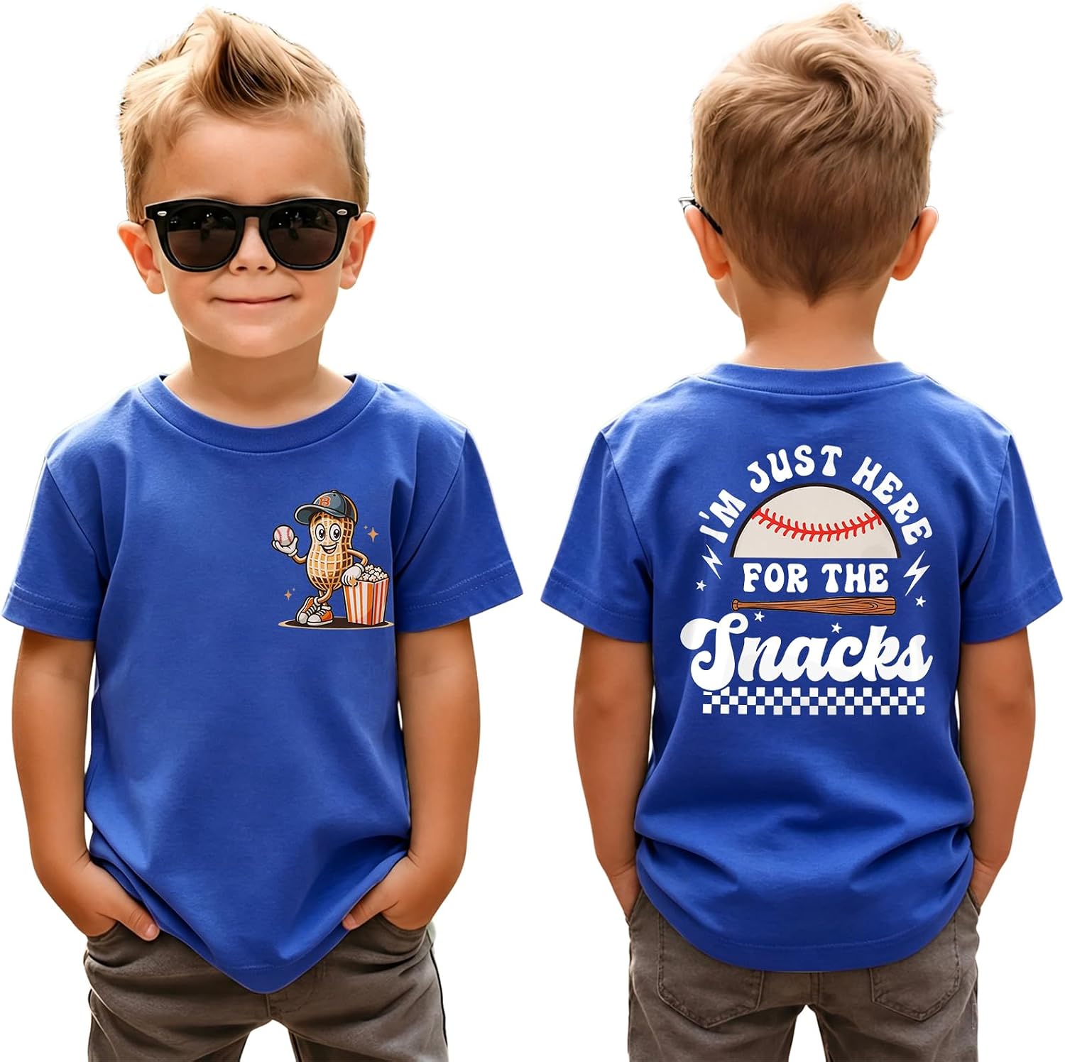 CM C&M WODRO Toddler Boy Girl Baseball Shirt I'm Just Here for The Snacks T-Shirt Kids Game Day Outfit Short Sleeve Tee Tops