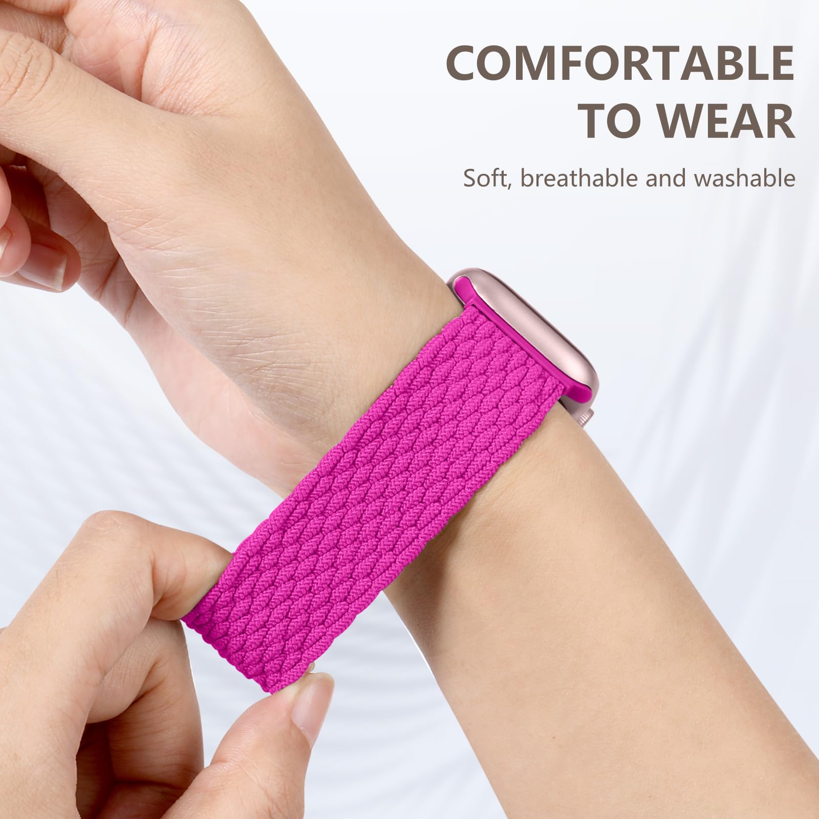 Maledan Braided Solo Loop Strap Compatible with Apple Watch Strap 38mm 40mm 41mm 42mm 44mm 45mm 46mm 49mm for Women Men, Adjustable Stretchy Sport Band for iWatch SE Series 10 9 8 7 6 5 4 3 2 1 — view 4