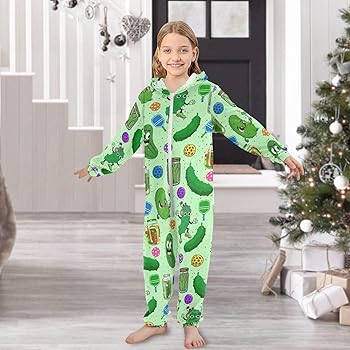 Amazon.com: BGXW Pickle Onesie Pajamas 4-14 Years, Fleece Zip Up
