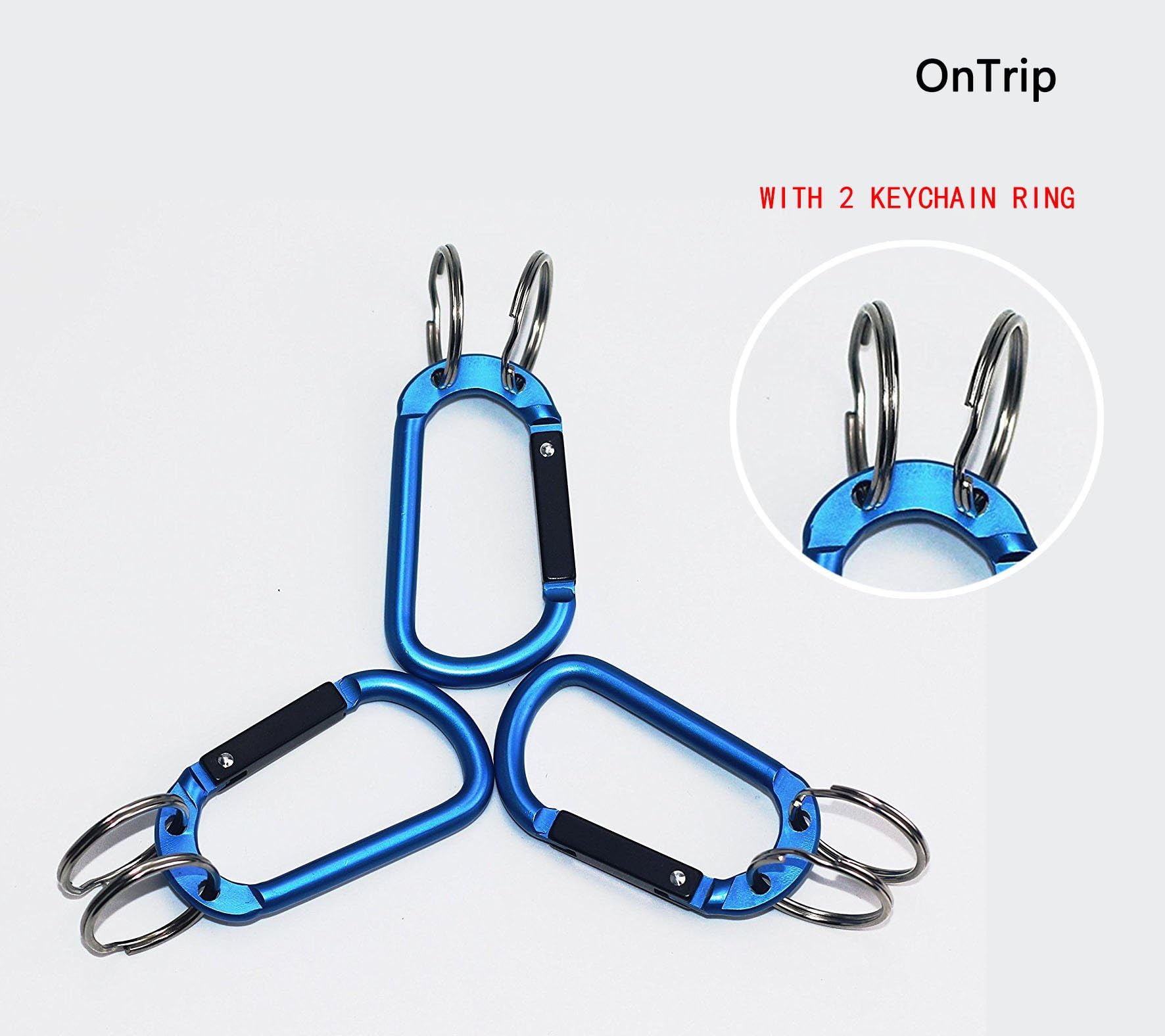 Aluminum Carabiner with Multifunction Clip Hook Keychain, Assorted Colors Spring Snap Hook Rings Alloy Buckle with 3 Key Rings for Outdoor Carabiners