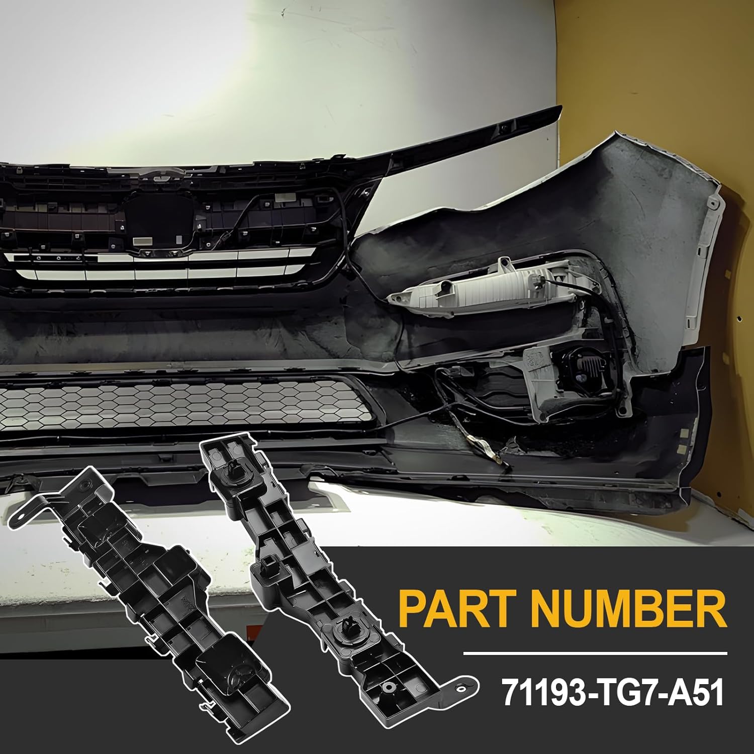 Front Bumper Bracket Holder Kit Compatible with 2019-2022 Pilot Part Number 71193-TG7-A51 (Left and Right)