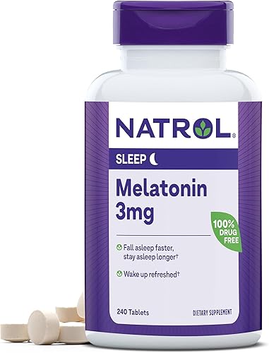 Natrol Tabletas de melatonina de 3 mg de ayuda para dormir, duerme más rápido, permanece dormido por más tiempo, melatonina 99% pura, suplemento