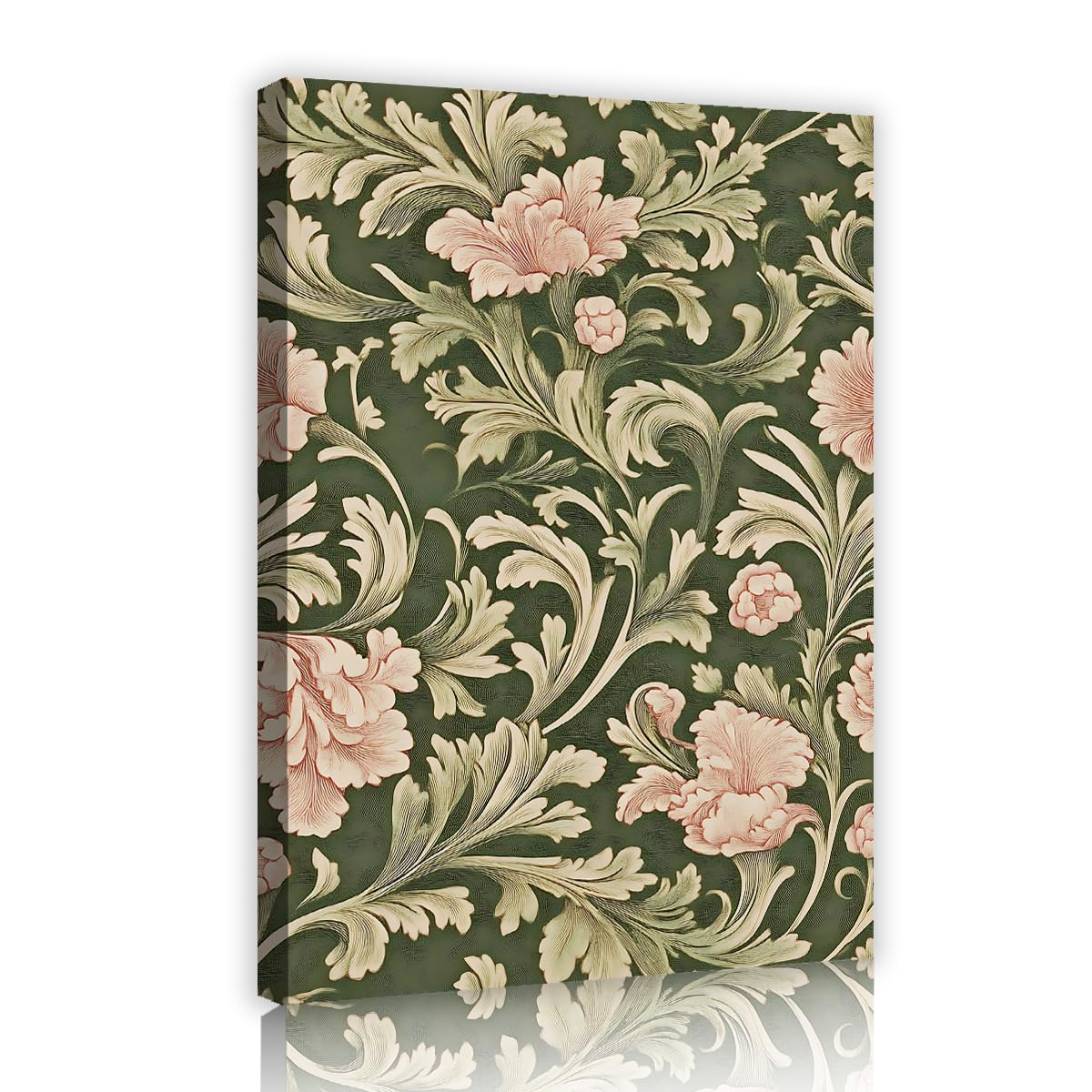 TOANGWALL Hibiscus Painting Ornate Leaves Canvas Artwork Floral Wall Pictures Vintage Winding Vines Botanical Poster for Living Room Bedroom Decor 80x120cm