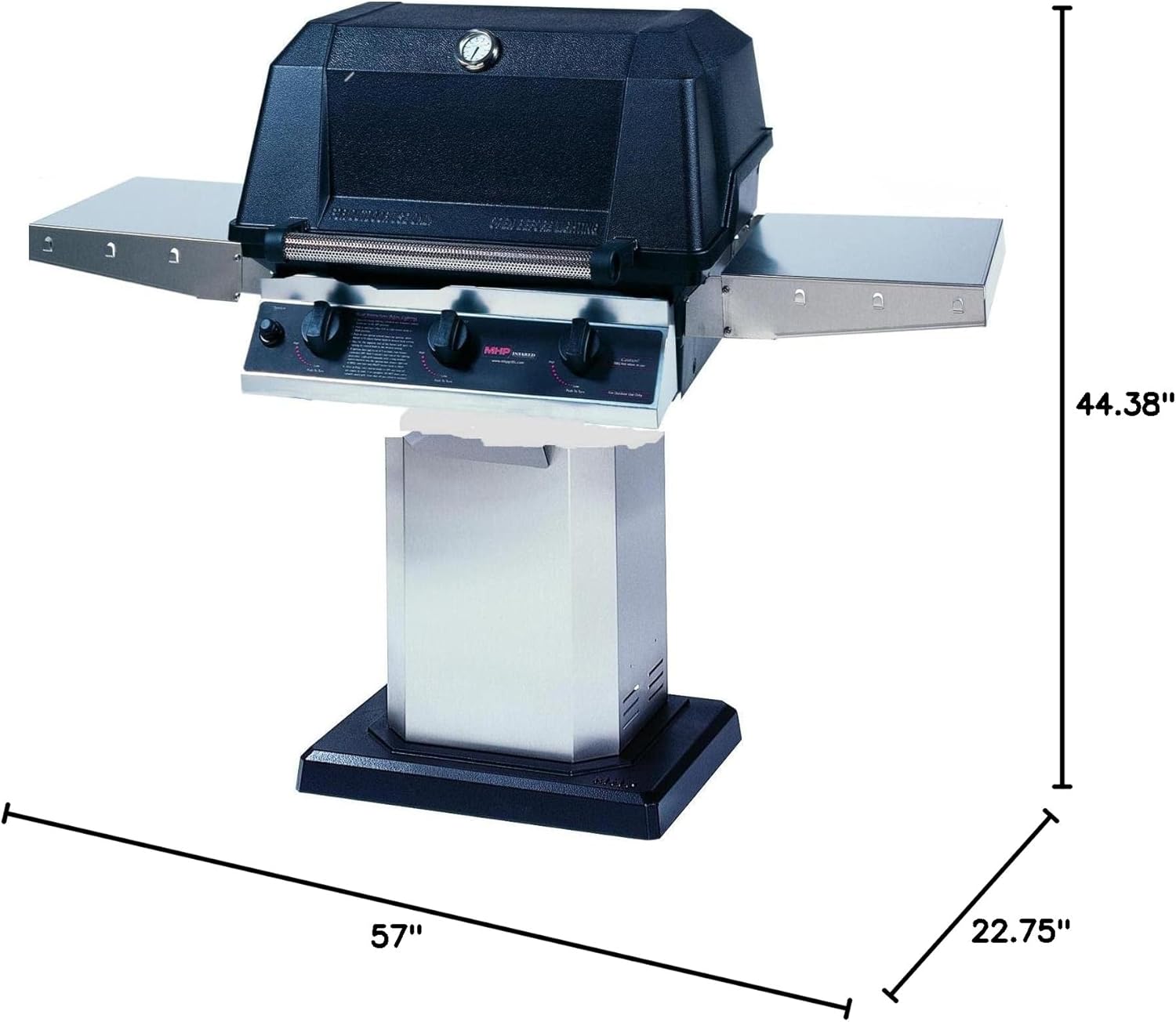 MHP WHRG4DD Hybrid Natural Gas Grill W/SearMagic Grids On Stainless Patio Base
