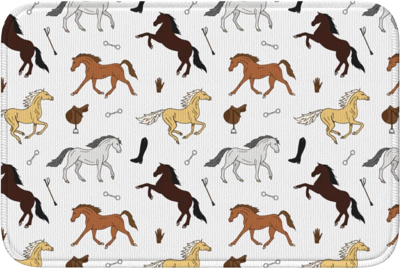 Entrance Mat, Horse Pattern, Horse, Horse, Brown, Bath Mat, Foot Wiping Mat, Door Mat, Stylish, Kitchen Mat, Outdoor, Indoor, Bathroom, Washbasin, Commercial Use, Home, 15.7 x 23.6 inches 40 x 60 cm