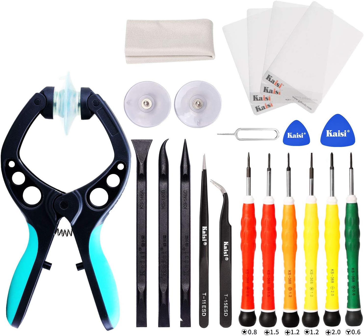 Kaisi iPhone Screen Opening Toolkit iSlack Suction Cup Pliers Opening Repair Kit Compatible for iPhone, iPad, Cellphone and Other Smooth Surface LCD Screen Opener - 16Pcs