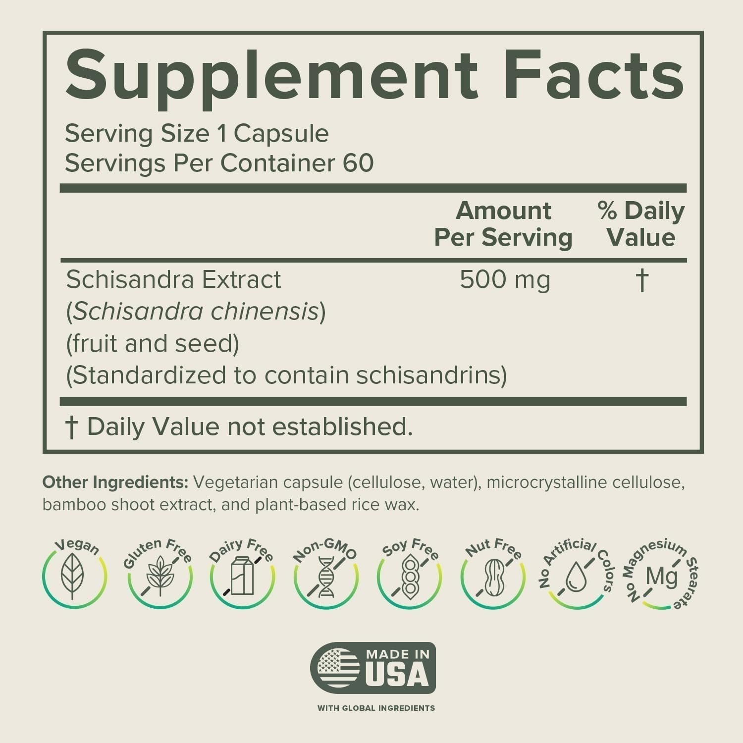 Prominent Nutrition Schisandra - Supplement for Liver & Stress Support - No Artificial Colors - Non-GMO, Vegan & Gluten-Free - 60 Capsules (60 Servings) - Image 2